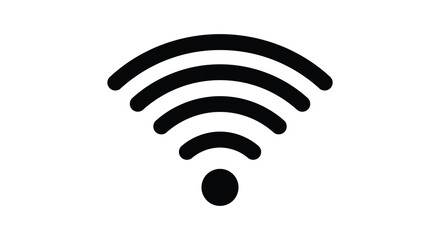 Simple black and white illustration of a wireless signal icon shown clearly