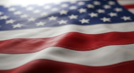 Fototapeta premium Detailed Waving Fabric United States Flag Symbolic Nation Representation