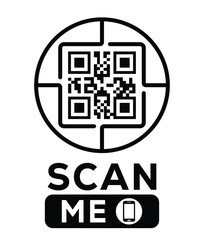 QR code scan icon set. Scan me frame. QR code scan for smartphone. QR code for mobile app, payment and identification. Vector illustration.