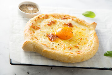 Traditional cheese pie with egg yolk