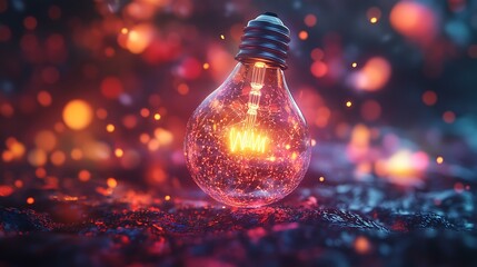 Illuminating Ideas: A creative light bulb amidst a vibrant abstr