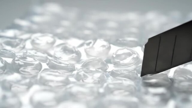 Close up View of Clear Bubble Wrap With Uniform Surface Pattern