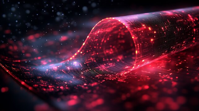 Abstract digital wave with glowing particles for technological backgrounds
