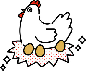 金の卵を産むニワトリのイラスト