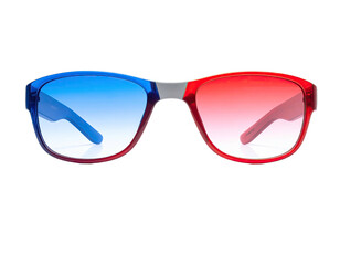 Fototapeta premium 3D glasses with gradient lenses, bold frames, and a neutral bridge against black