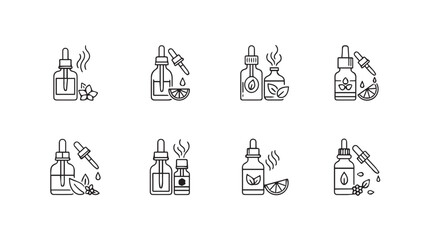 Vector art of essential oil set icon