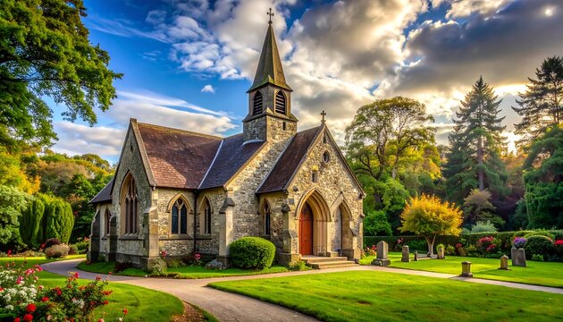 Church in a parkland setting