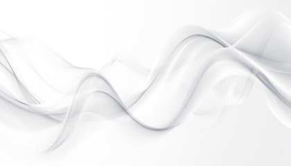Semi-transparent gray white smoke waves transparent background