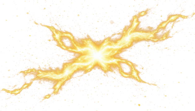 Orange light flash with gold glow isolated PNG clipart