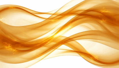  Translucent orange light smoke waves with gold glow isolated PNG