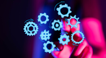 Abstract image of gears symbolizing teamwork, strategy, process, innovation, and efficiency.
