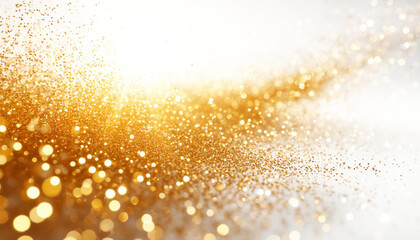 Golden glitter bokeh glowing and sparkling for insertion into any background on an isolated PNG background, ready-made clipart for the designer