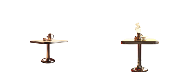  1950s Style Retro Diner Booth with Neon Glow and Classic Coffee Service Transparent PNG