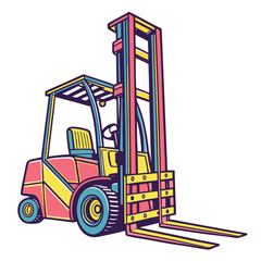 Colorful Forklift Machine Vector Illustration industrial