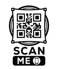 QR code scan icon set. Scan me frame. QR code scan for smartphone. QR code for mobile app, payment and identification. Vector illustration.
