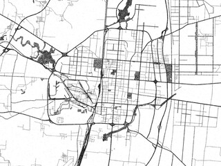 Minimalist monochrome city map of Handan, China, illustrated with urban detail.