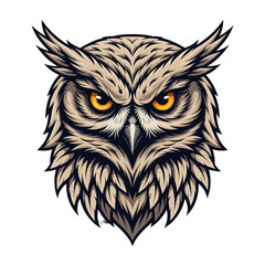 Fierce Owl Head Mascot Vector – Night Predator Logo
