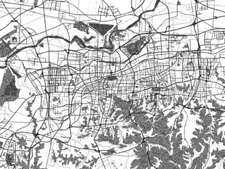 Monochrome hand-drawn map of Jinan, China, ideal for decorative and editorial use.
