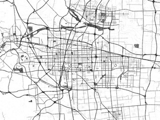 Stylized decorative city map of Shijiazhuang, China, hand-drawn in black and white.