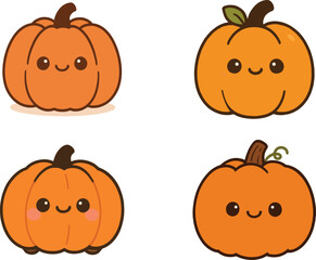 Cute Happy Pumpkin Fall Character Collection