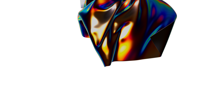 A close-up of an abstract, iridescent fabric wave reflecting multiple colors. Perfect for backgrounds, textures, and design elements. Unique and