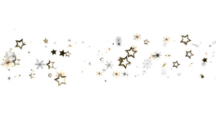 Elegant design with gold stars and sparkles, perfect for celebration banners.