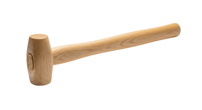 Wooden mallet tool for carpentry and home improvement isolated PNG with Transparent Background