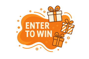 Enter to win giveaway contest banner with gift boxes. Vector graphic design for social media promotion. Abstract liquid shape for marketing and business. Prize announcement.