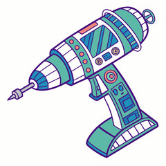 Teal and purple cartoon drill with coral accents tool