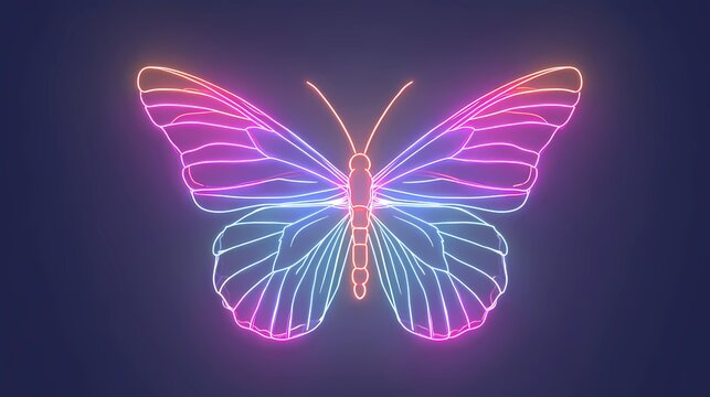 Holographic Neon Butterfly - Powered by Adobe