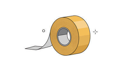 A roll of adhesive tape with the end peeling off ready for use.