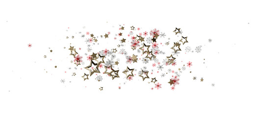 Naklejka premium Christmas star and snowflake confetti illustration on a white background. Ideal for holiday greeting cards, design projects, and festive backgro