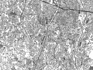 Illustrated map of Depok, Indonesia, in black and white hand-drawn digital style.