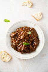 Traditional beef ragout with vegetables