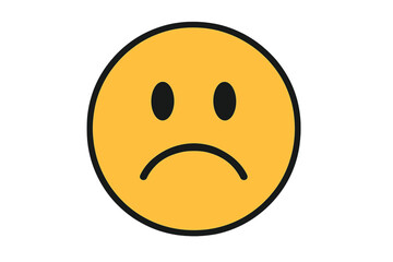 Fototapeta premium Sad emoticon vector icon. Unhappy face emoji expressing sadness, disappointment, and negative feelings. Simple flat design for social media, feedback, and emotional concepts.