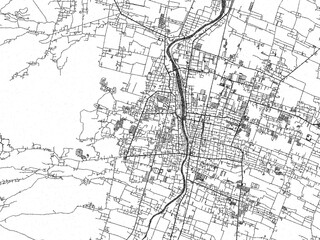 Naklejka premium Minimalist monochrome city map of Kediri, Indonesia, illustrated with urban detail.