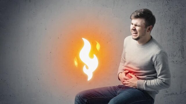 Man with heartburn.