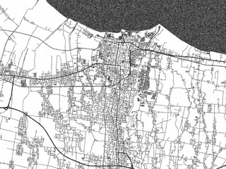 Naklejka premium Monochrome sketch map of Tegal, Indonesia, ideal for posters, prints, and travel design.