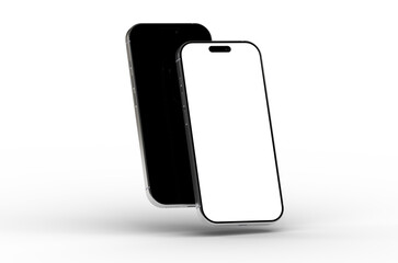 High-quality photo of two smartphones with blank screens. Perfect for app presentations or technology websites.