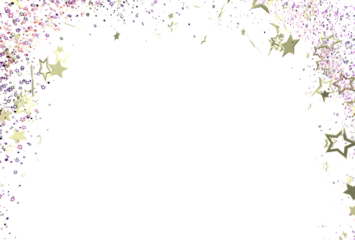 Sparkling gold stars and glitter confetti border. Perfect for festive designs, invitations, and celebrations. Download now!
