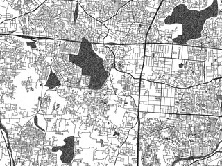 Artistic monochrome city map of Ambattur, India, created in a hand-drawn style.