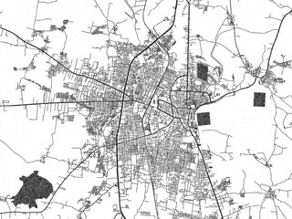 Naklejka premium Detailed artistic sketch map of Anantapur, India, in monochrome black and white.