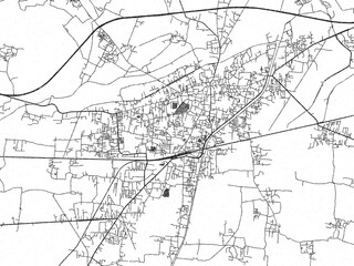 Obraz premium Hand-drawn style black and white city map of Arrah, India, ready for wall art or editorial projects.