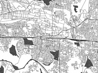 Monochrome hand-drawn map of Avadi, India, ideal for decorative and editorial use.