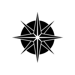 Fototapeta premium Black compass rose with circle