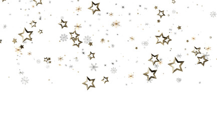 Elegant holiday background with gold and silver stars and snowflakes. Perfect for Christmas, New Year, and winter celebrations.