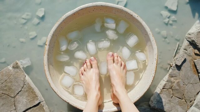 Feet in a bucket of ice.