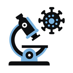 Microscope examining a virus particle representing scientific research and disease investigation