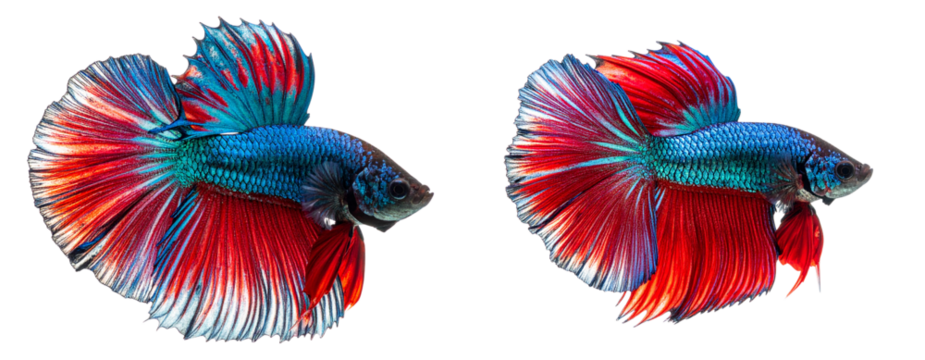 Set of Betta Fish Swimming
