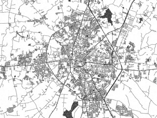 Fototapeta premium Stylized black and white urban map of Bijapur, India, hand-drawn style for decor and creative use.